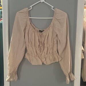 Forever 21 Cream Ruched Blouse